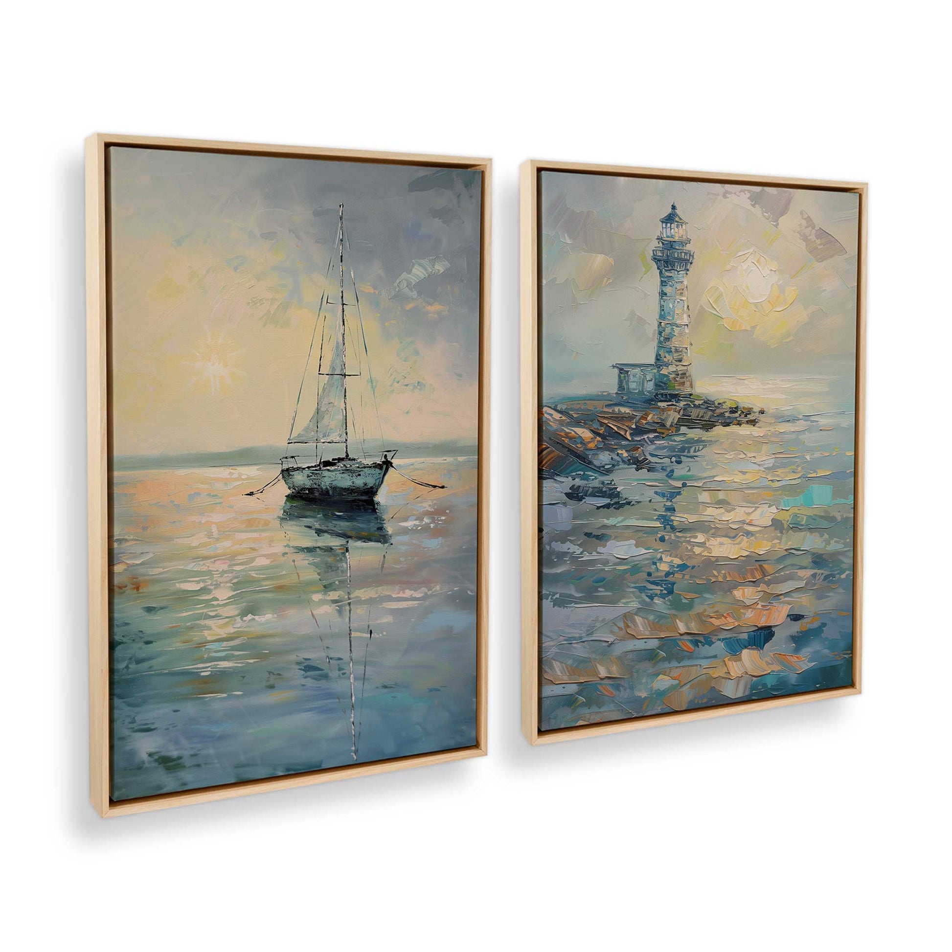 [Color:American Maple], Picture of art in a American Maple frame at an angle