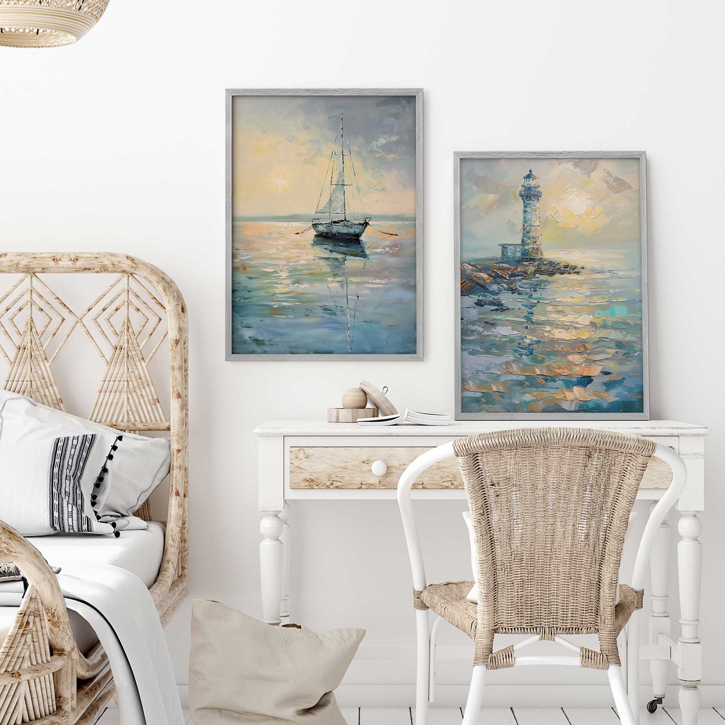 Ocean Sail at Dusk Art Print, Set of 2