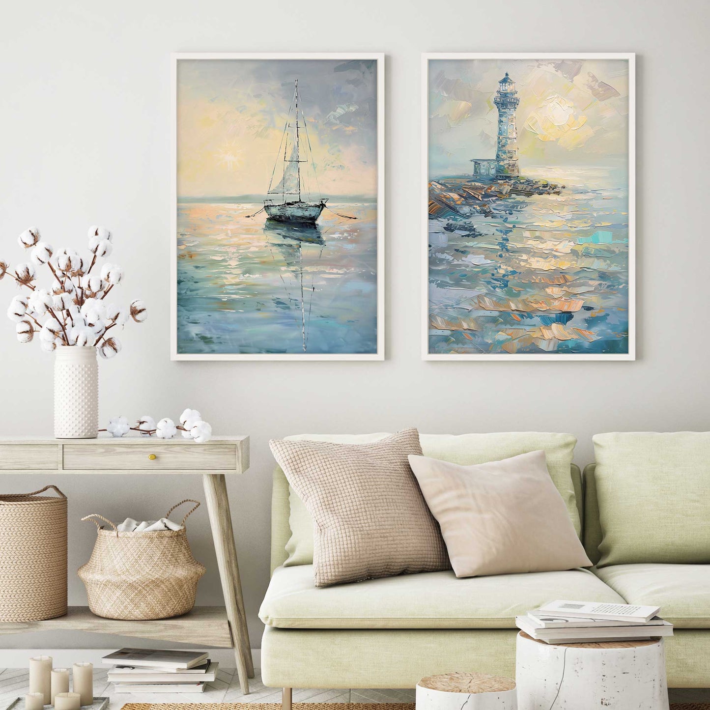 Ocean Sail at Dusk Art Print, Set of 2