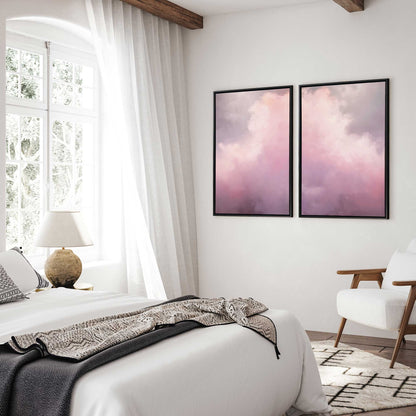 Soft Pink Clouds Canvas Print, Set of 2