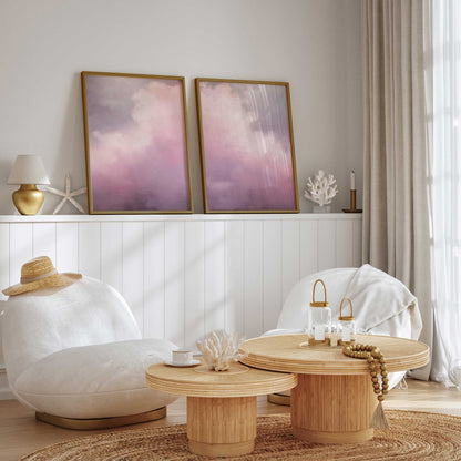 Soft Pink Clouds Art Print, Set of 2