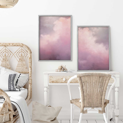 Soft Pink Clouds Art Print, Set of 2
