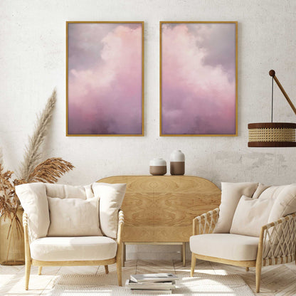Soft Pink Clouds Art Print, Set of 2