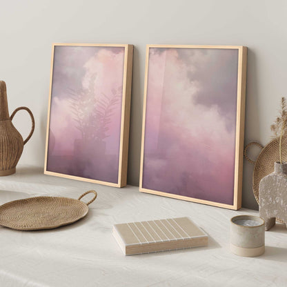 Soft Pink Clouds Art Print, Set of 2