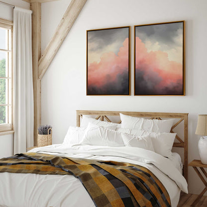 Moody Sunset Clouds Canvas Print, Set of 2