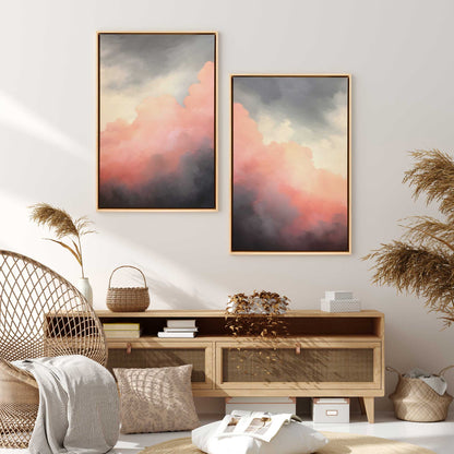 Moody Sunset Clouds Canvas Print, Set of 2