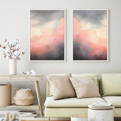 Moody Sunset Clouds Art Print, Set of 2