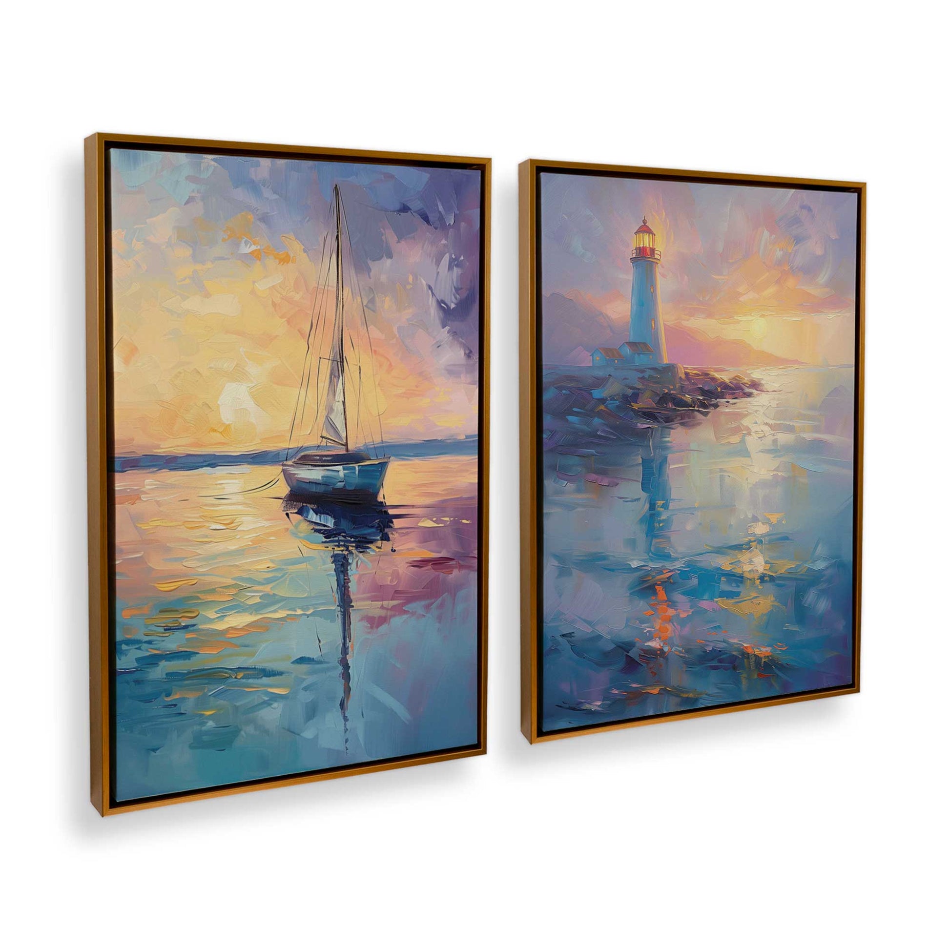 [Color:Polished Gold], Picture of art in a Polished Gold frame at an angle