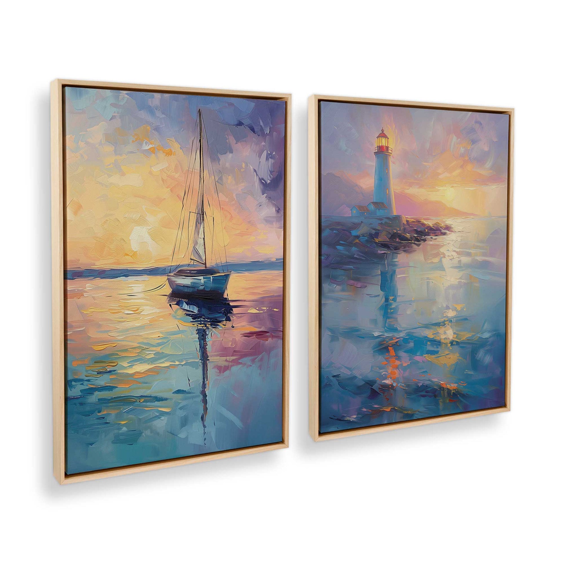 [Color:American Maple], Picture of art in a American Maple frame at an angle