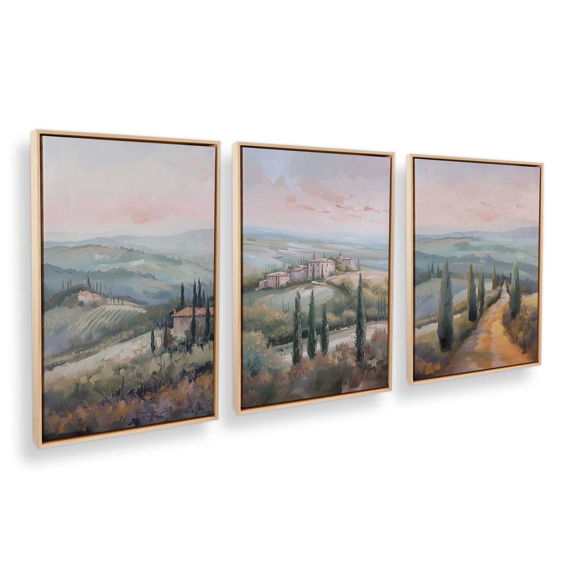 [Color:American Maple], Picture of art in a American Maple frame at an angle