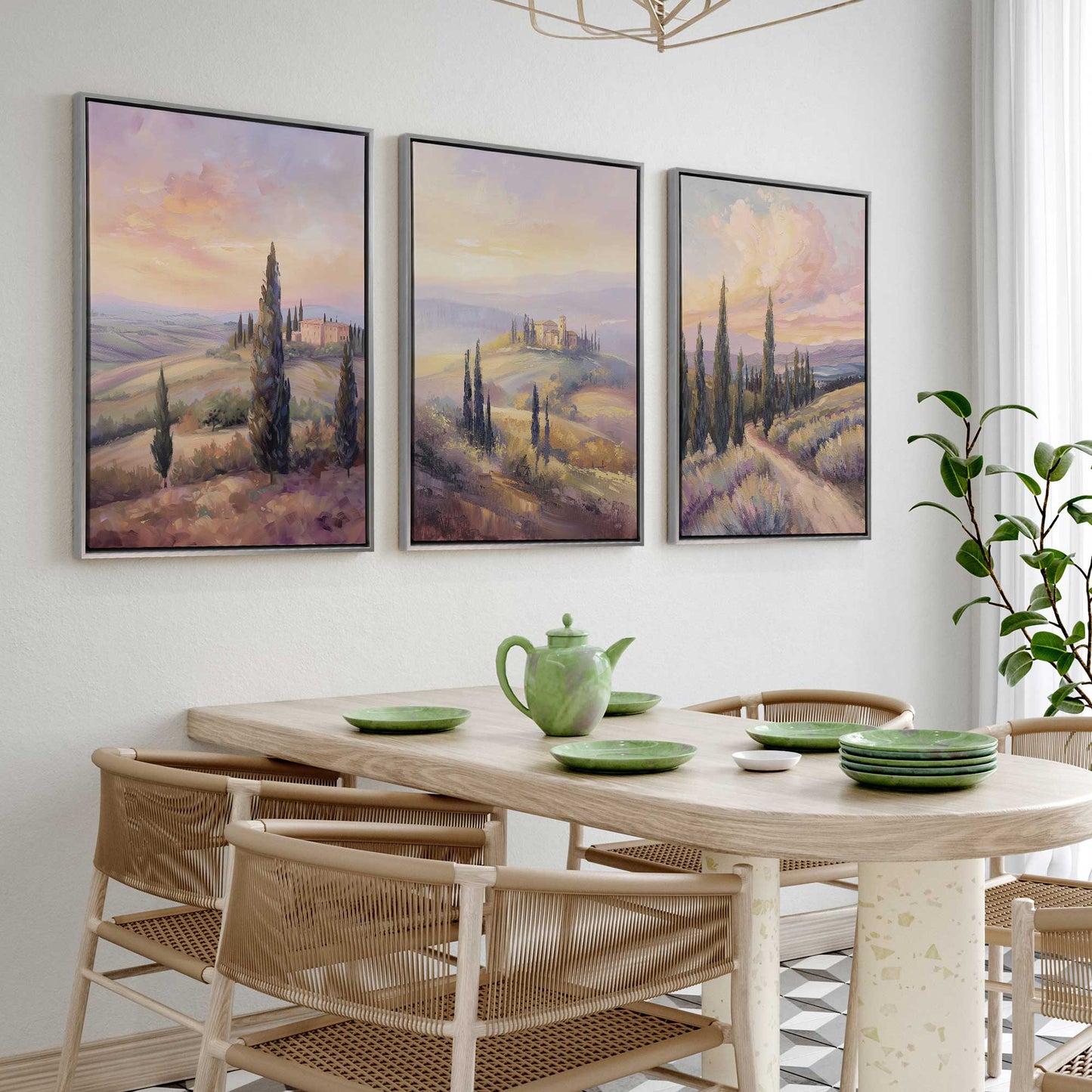 Glowing Tuscan Landscape Canvas Print, Set of 3