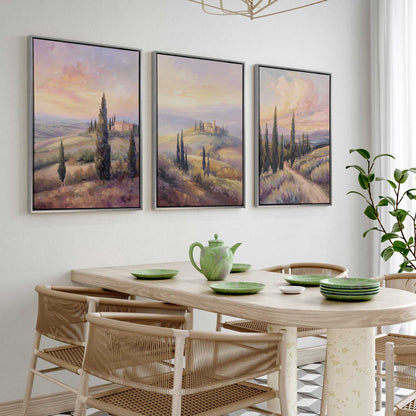 Glowing Tuscan Landscape Canvas Print, Set of 3