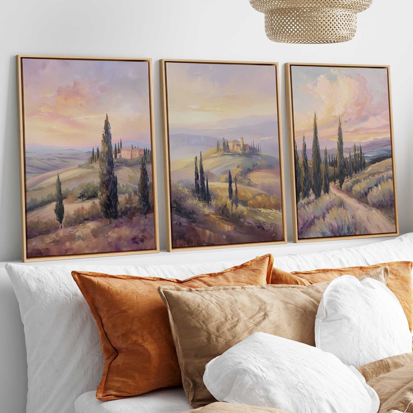 Glowing Tuscan Landscape Canvas Print, Set of 3