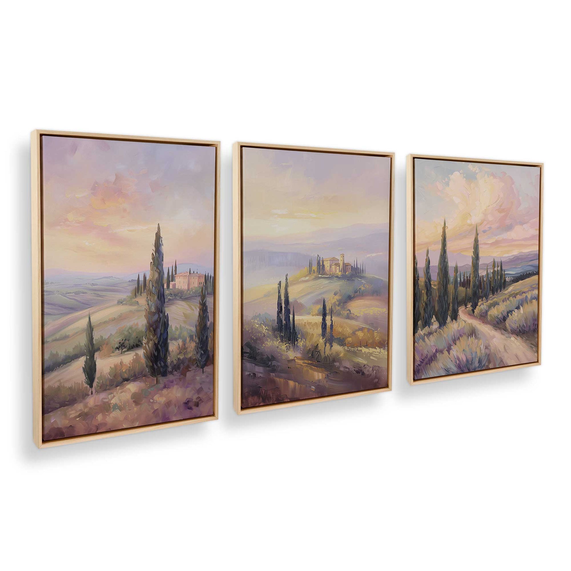 [Color:American Maple], Picture of art in a American Maple frame at an angle