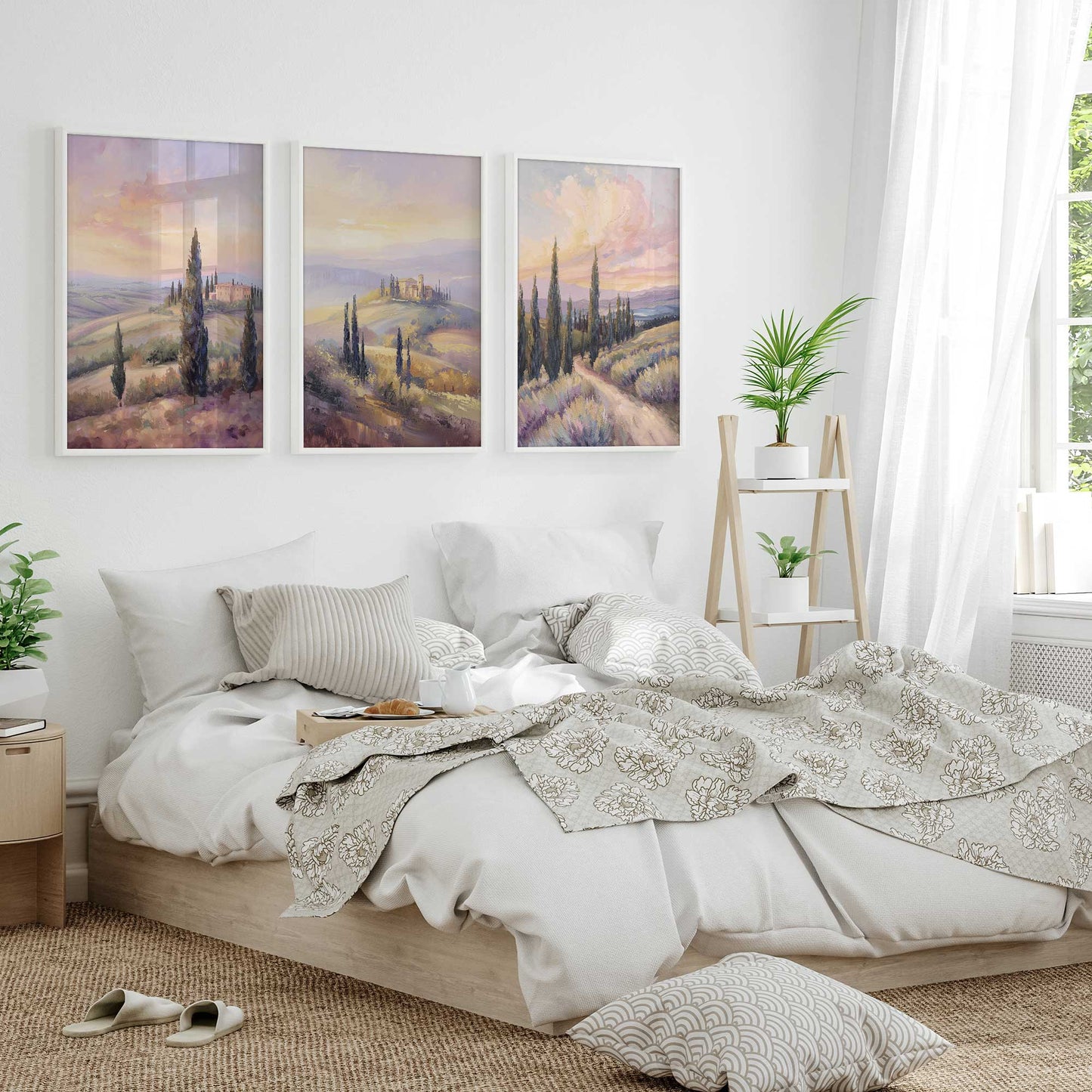 Glowing Tuscan Landscape Art Print, Set of 3