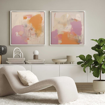 Pink and Orange Pulse Canvas Print, Set of 2