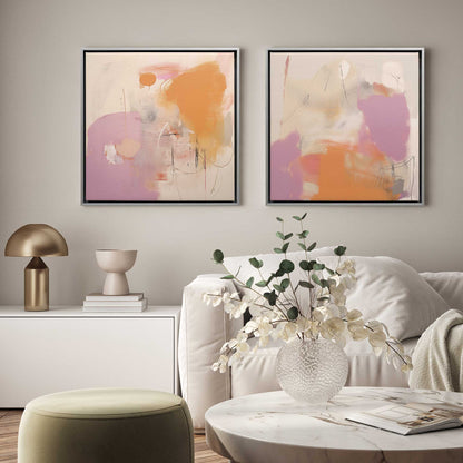 Pink and Orange Pulse Canvas Print, Set of 2