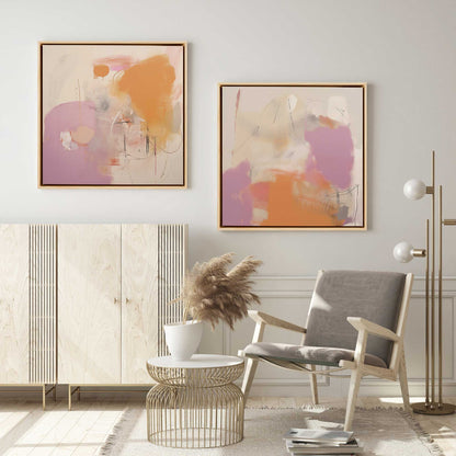 Pink and Orange Pulse Canvas Print, Set of 2