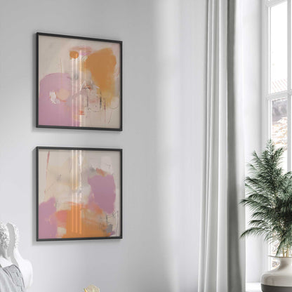 Pink and Orange Pulse Art Print, Set of 2