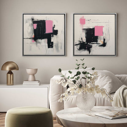 Pink and Black Energy Canvas Print, Set of 2