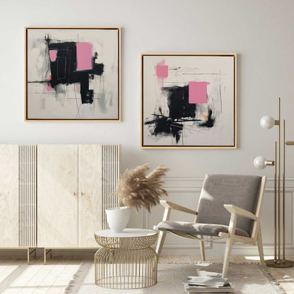Pink and Black Energy Canvas Print, Set of 2