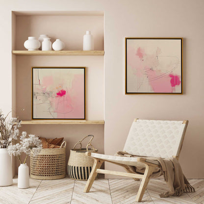 Pink Noise Abstract Canvas Print, Set of 2