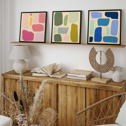 Colorful Abstract Pop Blocks Canvas Print, Set of 3