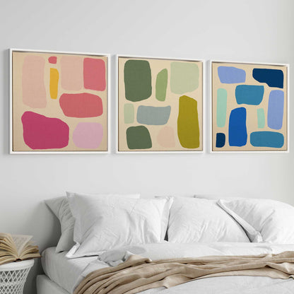 Colorful Abstract Pop Blocks Canvas Print, Set of 3