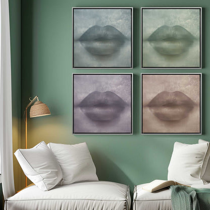 Colorful Kiss Lips Canvas Print, Set of 4