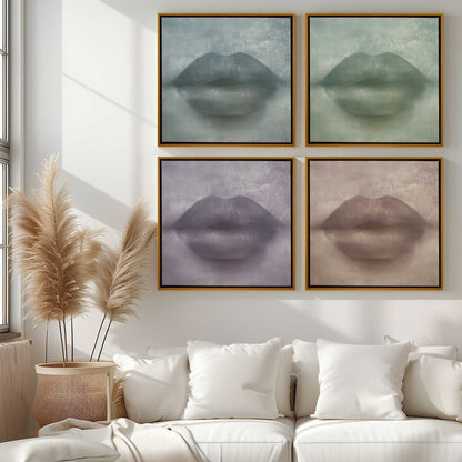 Colorful Kiss Lips Canvas Print, Set of 4