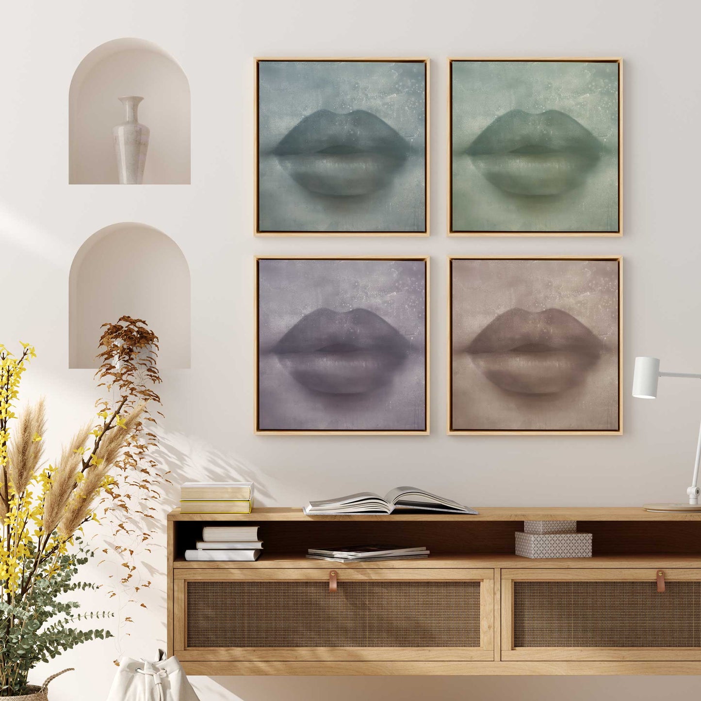 Colorful Kiss Lips Canvas Print, Set of 4