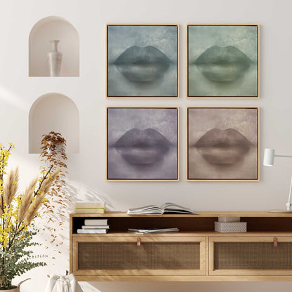 Colorful Kiss Lips Canvas Print, Set of 4