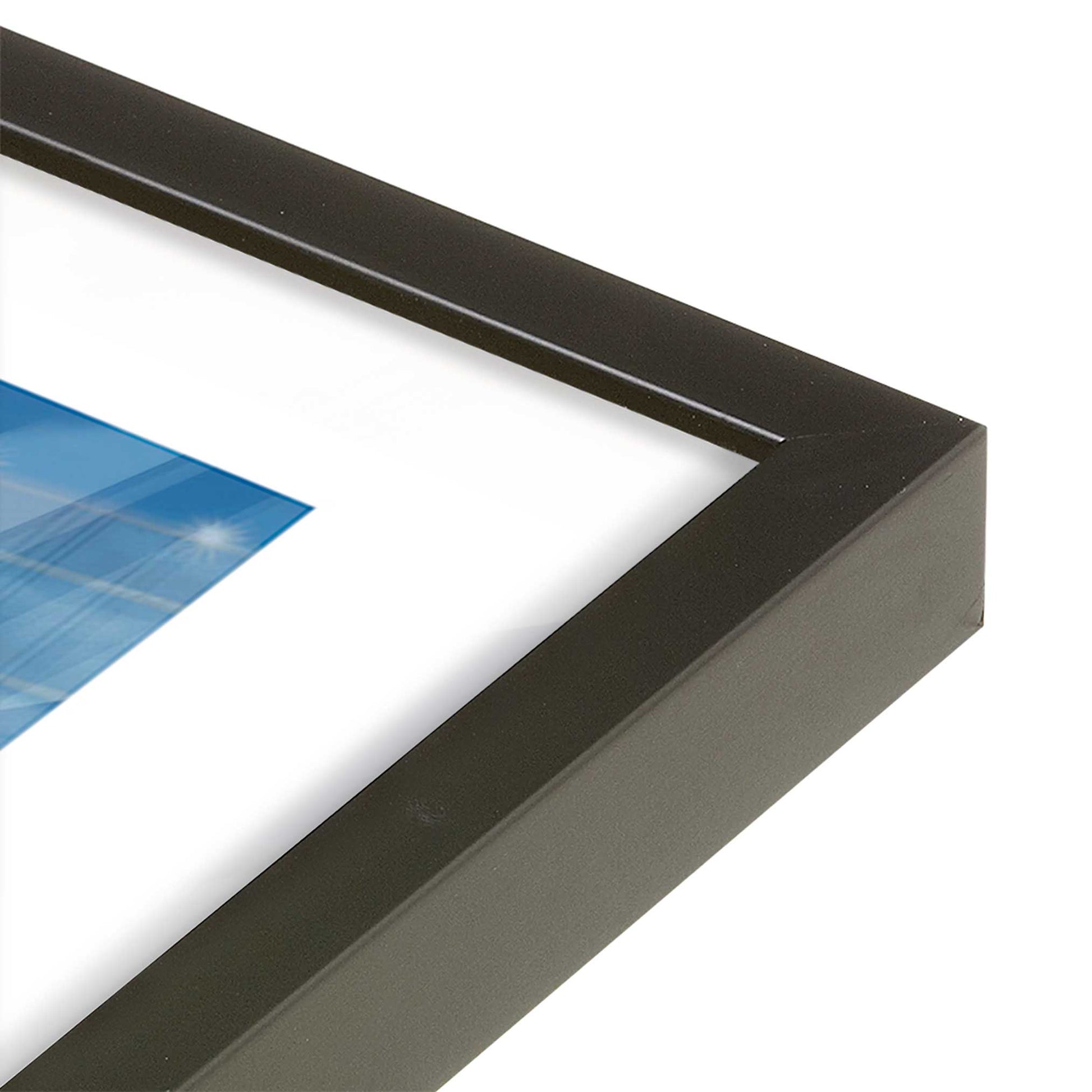 [Color:Satin Black], Picture of art in a Satin Black frame at an angle