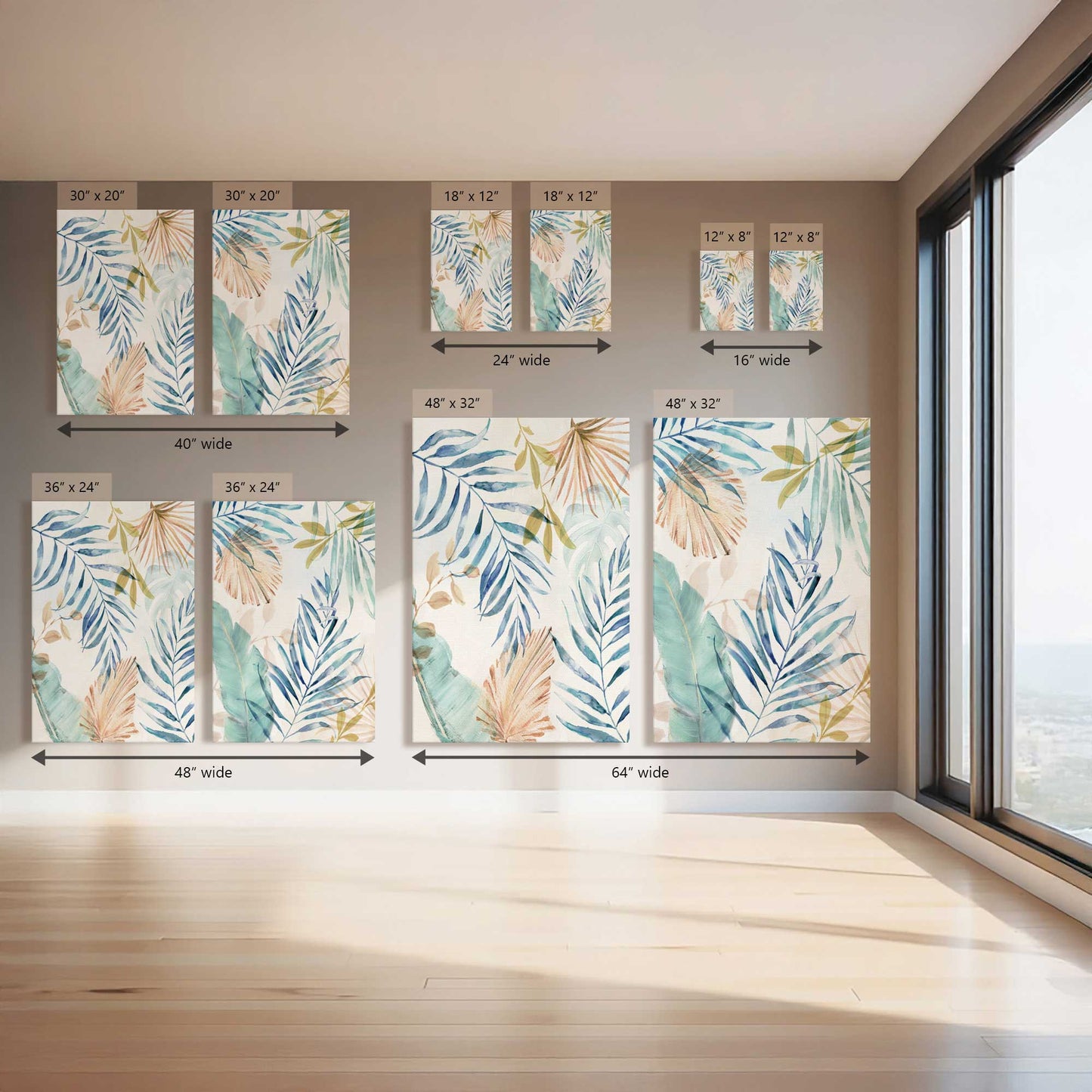 Leafy Breeze Party, Set of 2 Canvas Prints