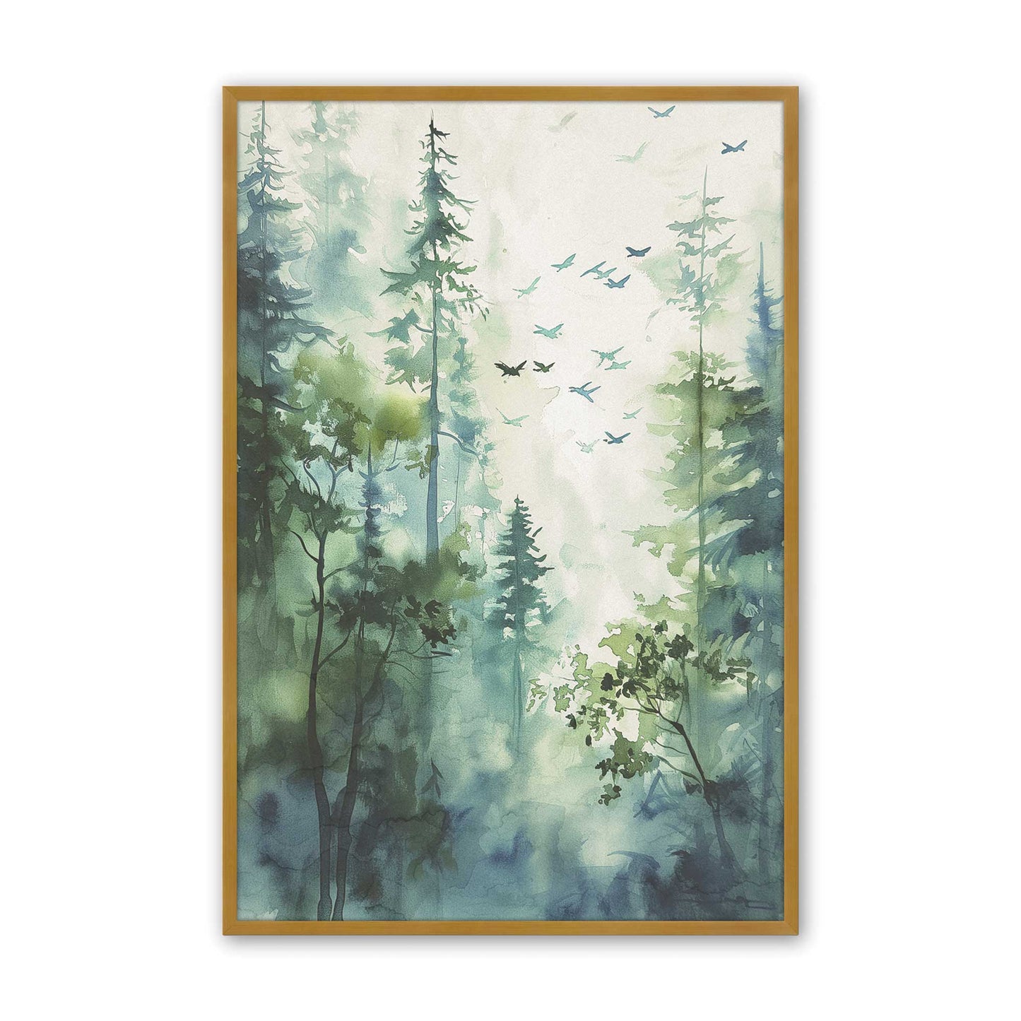 Misty Forest Flight Art Print, Set of 2