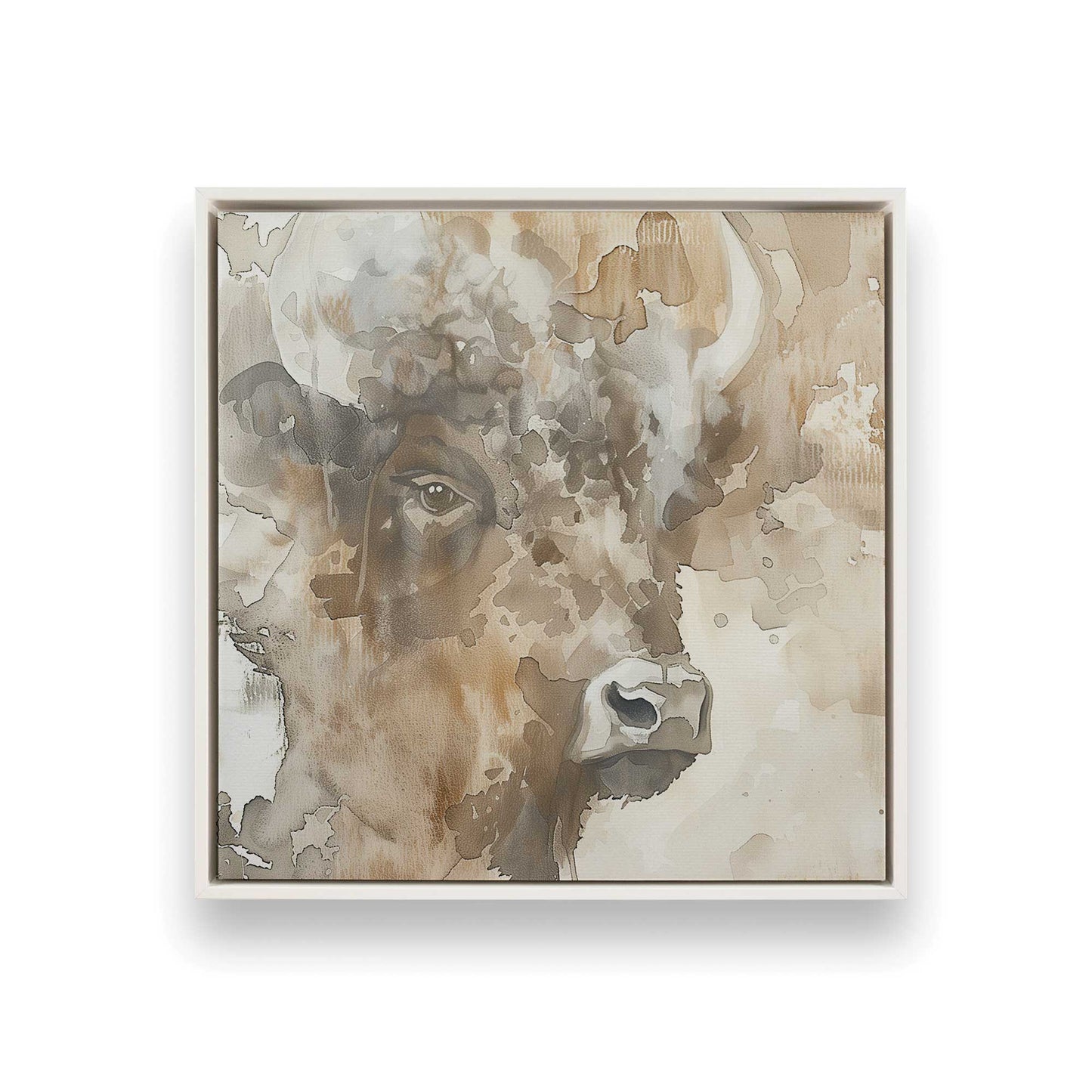 Bisons in Watercolor Canvas Print, Set of 2
