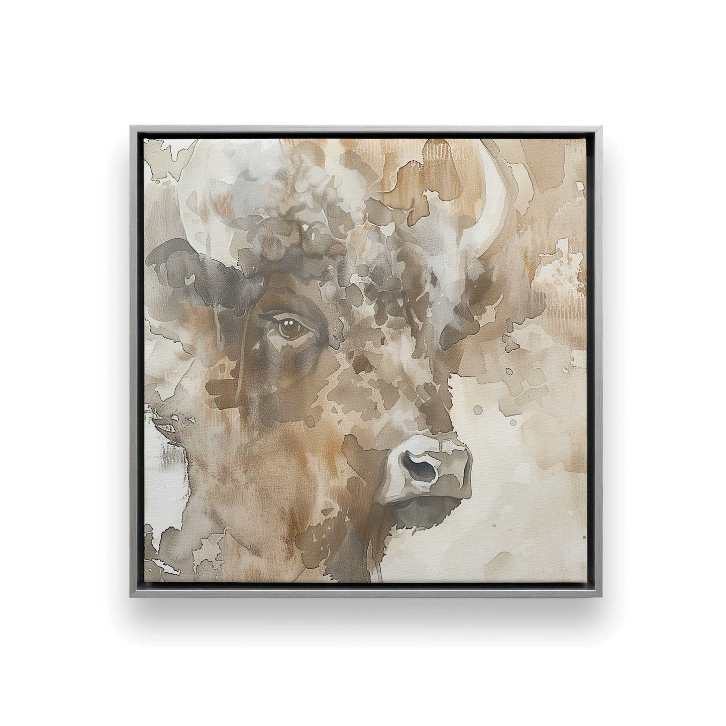 Bisons in Watercolor Canvas Print, Set of 2