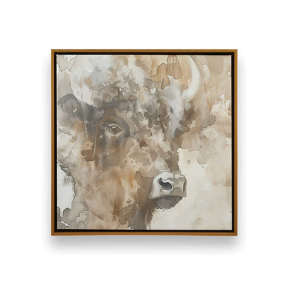 Bisons in Watercolor Canvas Print, Set of 2