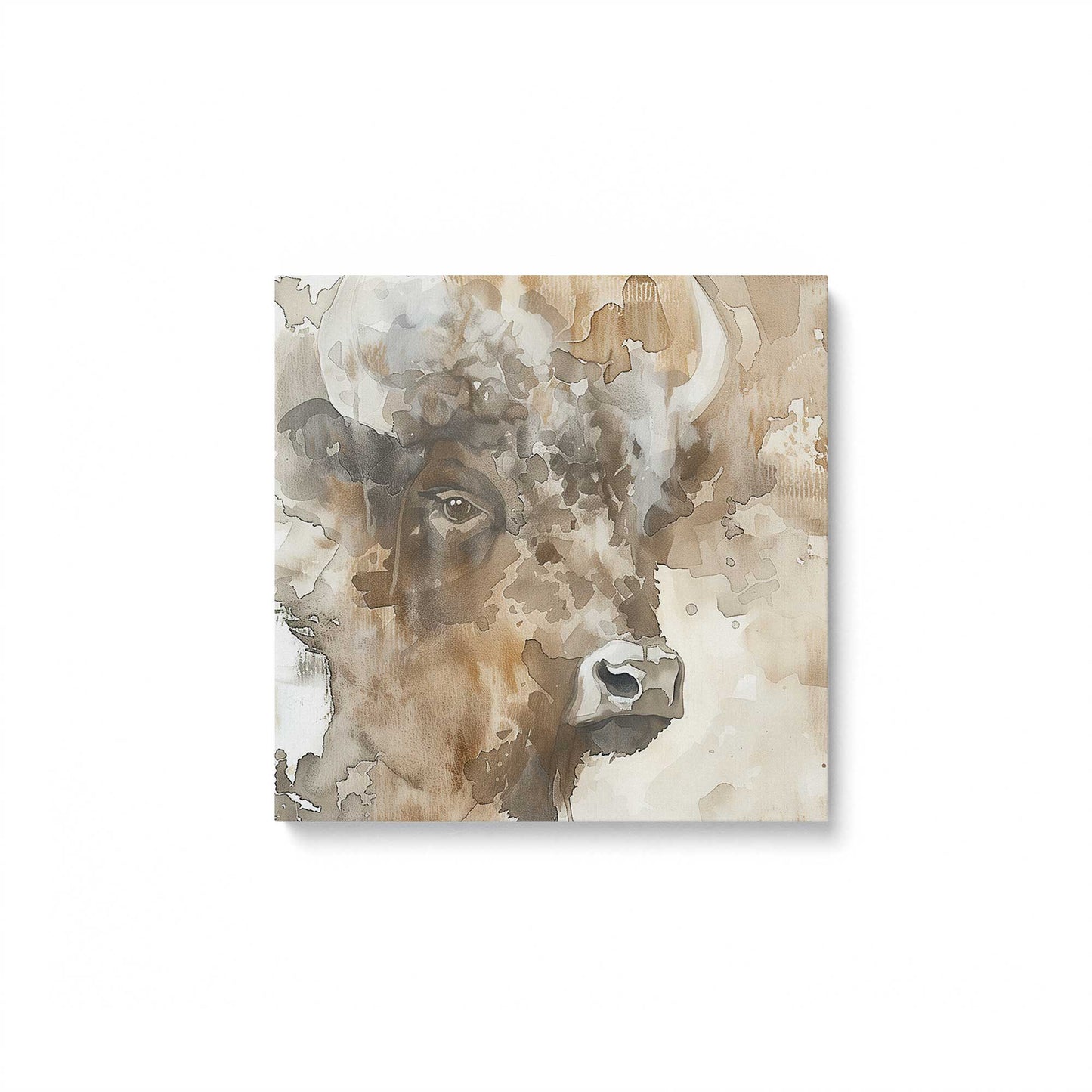 Bisons in Watercolor Canvas Print, Set of 2
