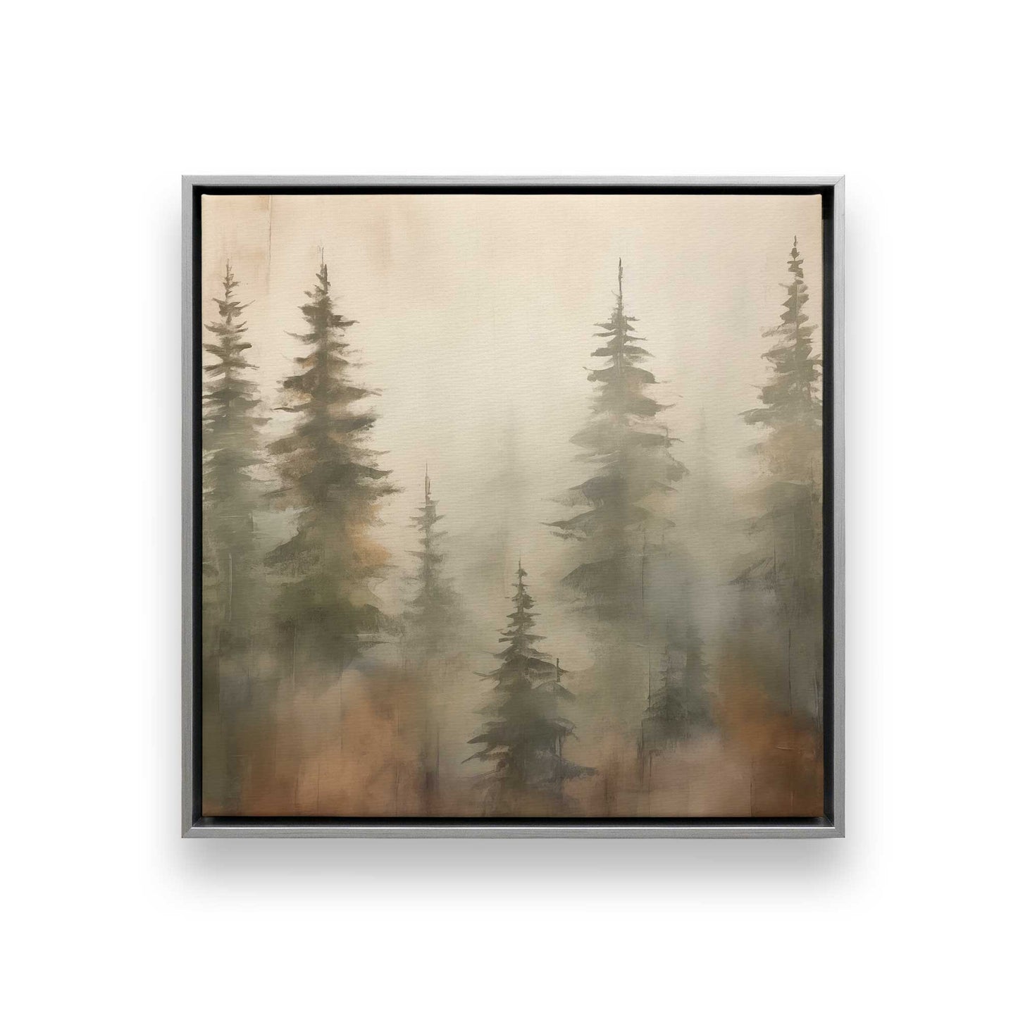 Foggy Autumn Pines Canvas Print, Set of 2
