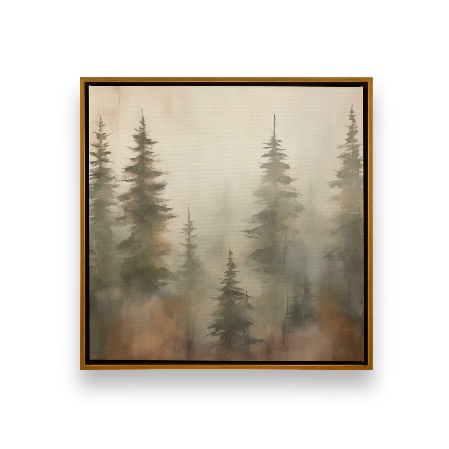 Foggy Autumn Pines Canvas Print, Set of 2