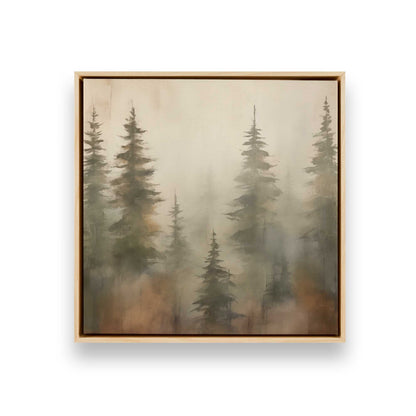 Foggy Autumn Pines Canvas Print, Set of 2