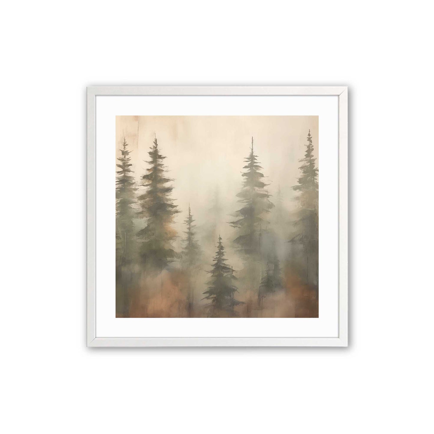 Foggy Autumn Pines Art Print, Set of 2