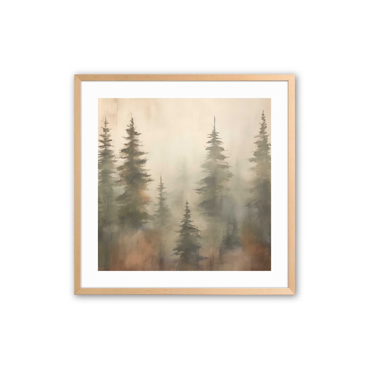 Foggy Autumn Pines Art Print, Set of 2