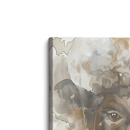 Bisons in Watercolor Canvas Print, Set of 2