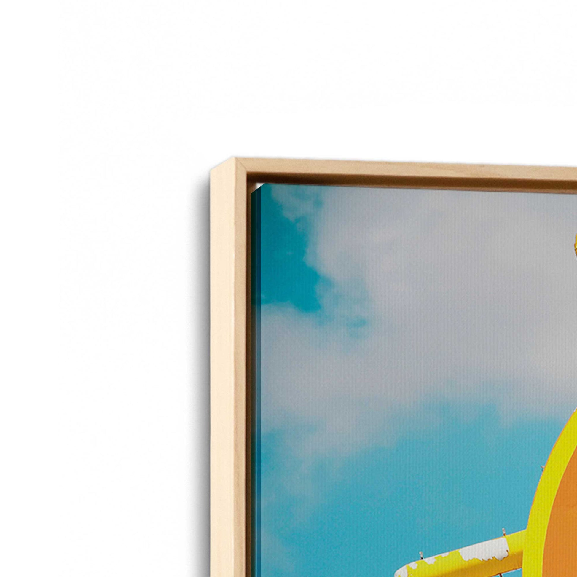 [Color:American Maple], Picture of art in a American Maple frame at an angle