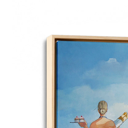 [Color:American Maple], Picture of art in a American Maple frame at an angle
