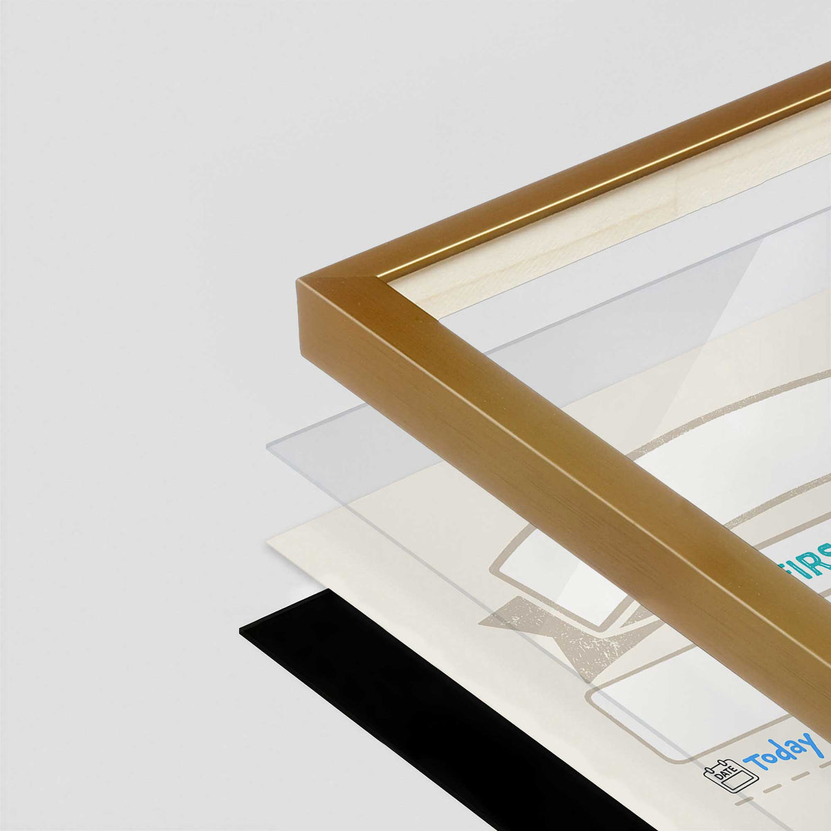 [Color:Polished Gold], Picture of art in a Polished Gold frame at an angle