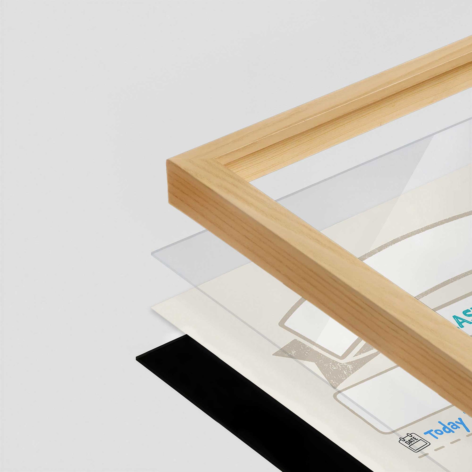 [Color:American Maple], Picture of art in a American Maple frame at an angle