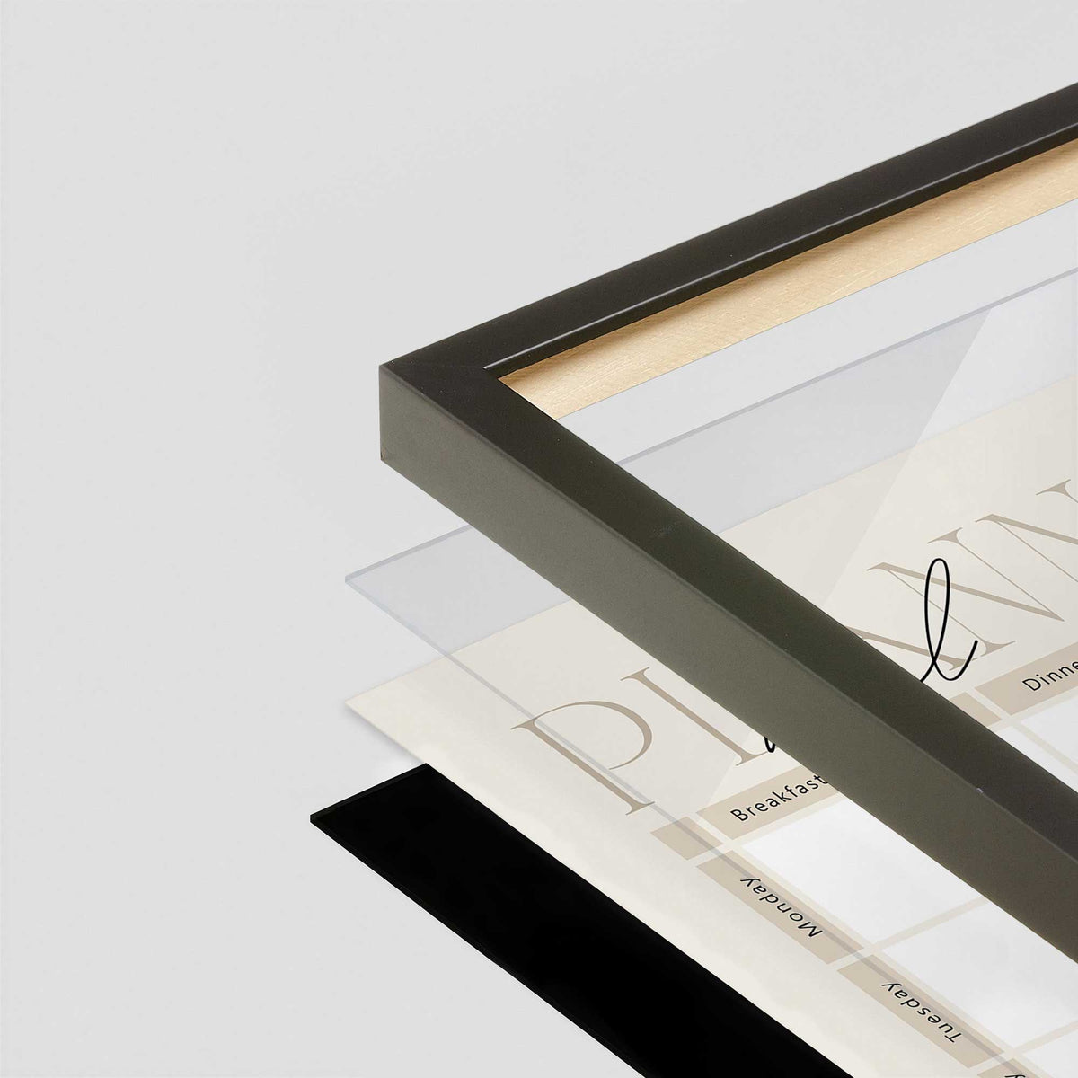 [Color:Satin Black], Picture of art in a Satin Black frame at an angle